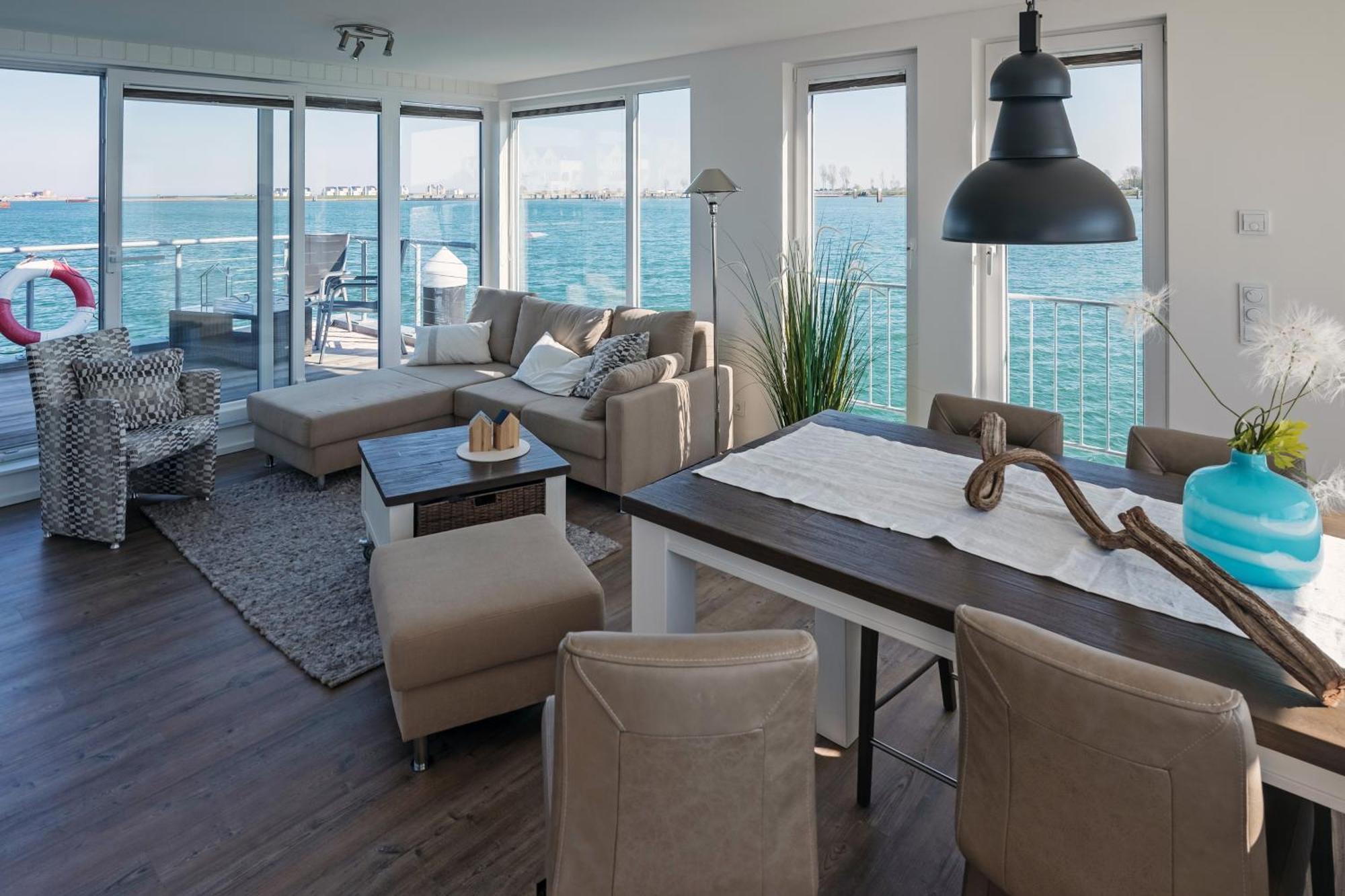Schwimmendes Ferienhaus Antares One By Seeblick Ferien Oro, Rundum Wasser, Sauna Olpenitz Ngoại thất bức ảnh